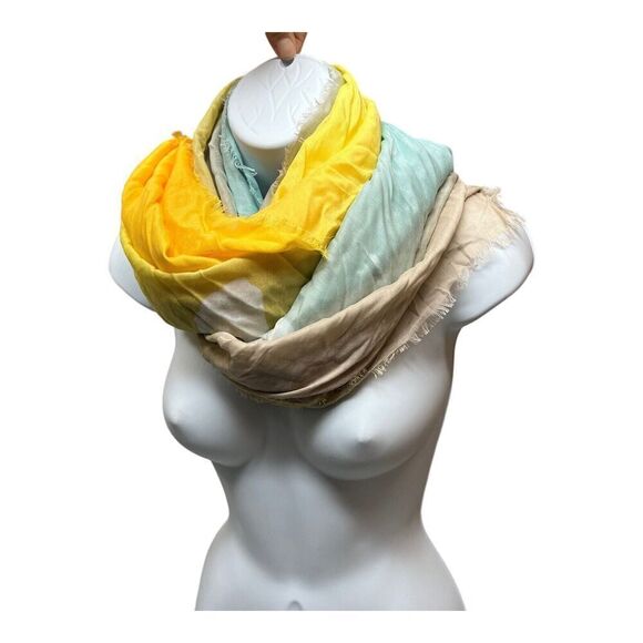 Karl Lagerfeld Paris Scarf Silk Blend Sun Bleached Square Blue Logo Fall Layer - Picture 10 of 12